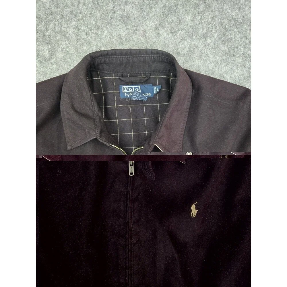 Vintage Black Polo Ralph Lauren Men’s Harrington Bomber Jacket Large
